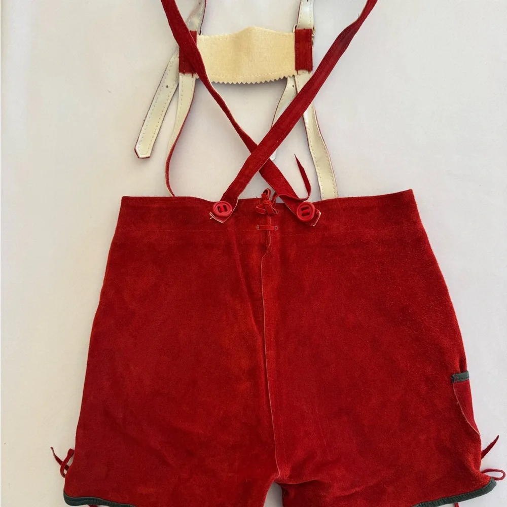 Genuine lambs leather Suede Lederhosen shorts & Hat Set Sz 116=5-6T